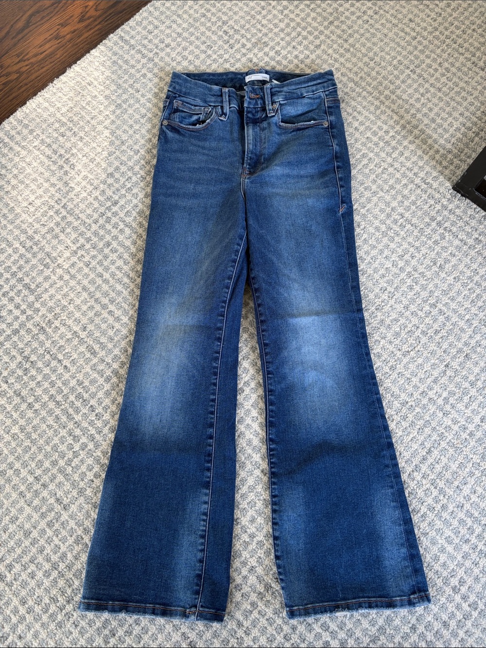 Good American Blue Wide-Leg Flare Jeans